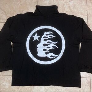 Black Zip Up Sweater with Graphic Design